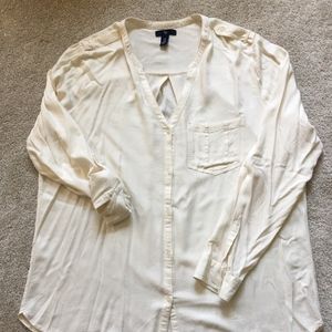 Gap Classic White Drapey Blouse